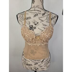 Rampage Lace Overlaid Corset Top SZ S Goth Ravewear Sheer Romantic Fairy Y2K